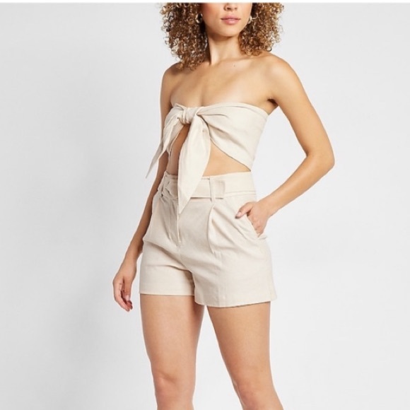 Express Beige Strapless Bow Blouse - Picture 7 of 7